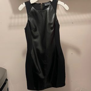 Black leather snake dress
